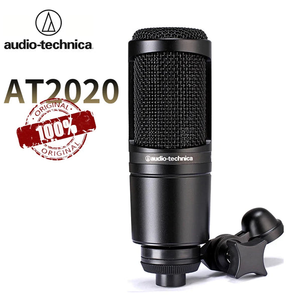 Audio Technica-Microfone Condensador Cardióide com Fio, Vocal Profissional de Gravação ao Vivo, Estúdio Pro, Microfone Karaoke, 100% Original, AT2020