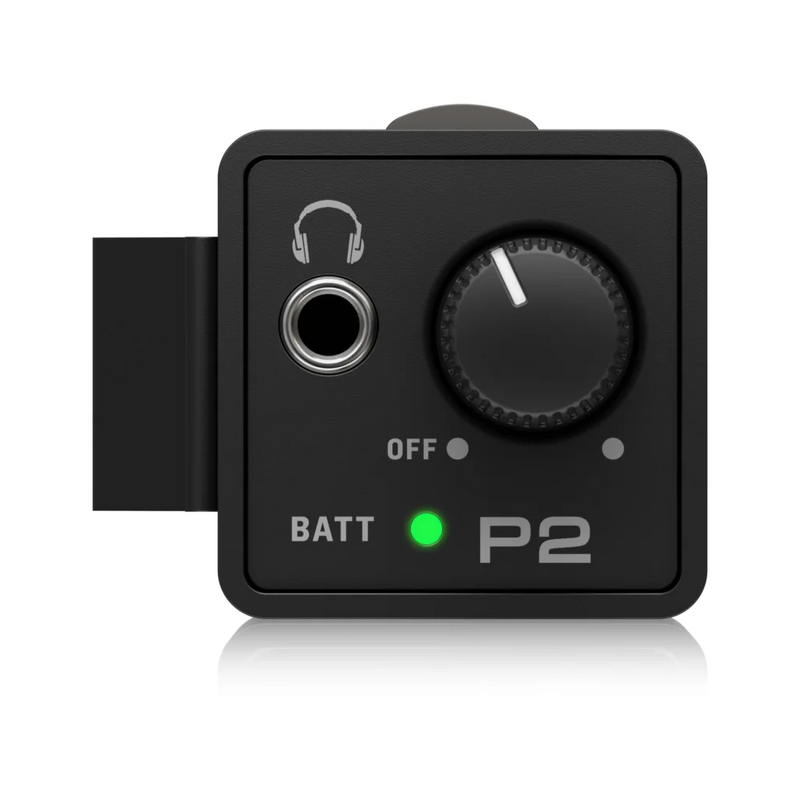 BEHRINGER-P2 Amplificador Ultra-Compacto Monitor Pessoal In-Ear, Controle de Bateria com Indicadores LED, Conveniente Clipe Belt-Pack