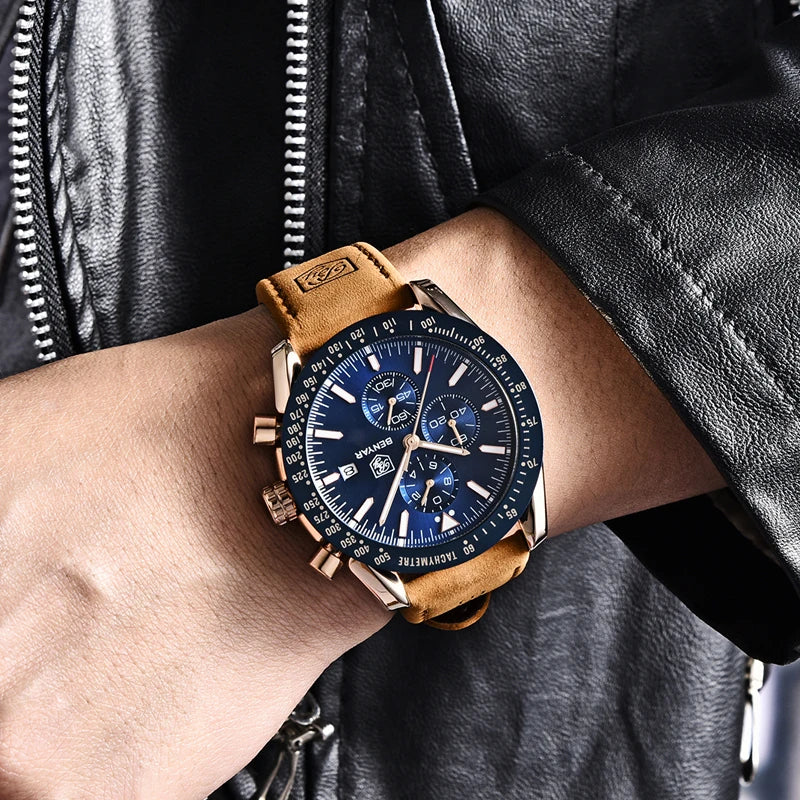 BENYAR-Relógio Masculino Quartz Cronógrafo Militar, Relógios Esportivos Impermeáveis, Marca de Luxo, Silicone Strap, Relógio