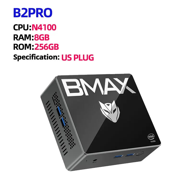 BMAX B2 Pro Mini PC Windows 11 PRO OS PC Tudo em um HDMI Intel N4100 8GB RAM 256GB SSD Intel UHD Graphics 600 1000Mbps Ethernet