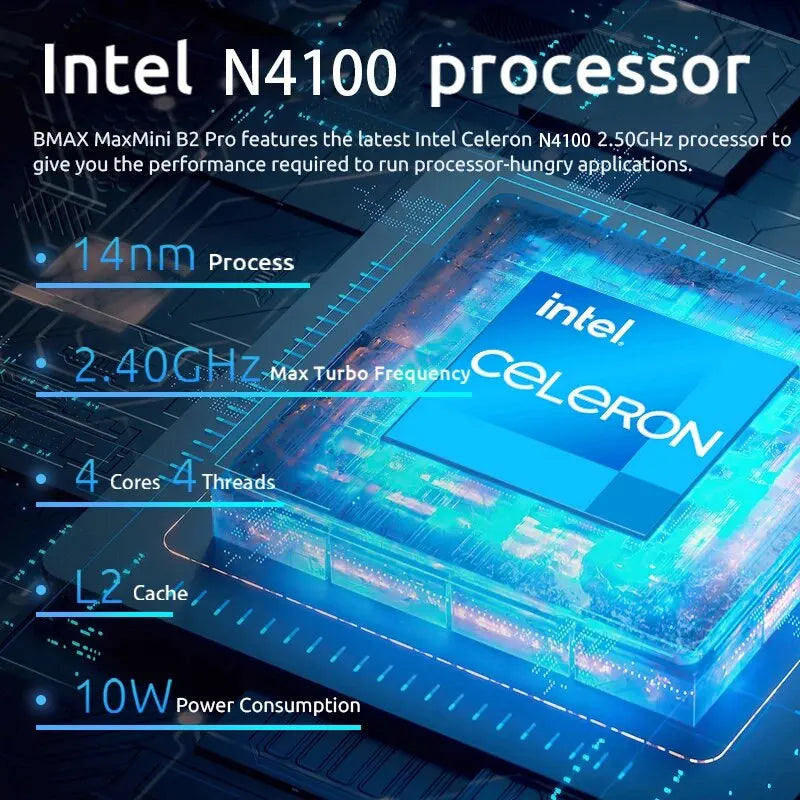 BMAX B2 Pro Mini PC Windows 11 PRO OS PC Tudo em um HDMI Intel N4100 8GB RAM 256GB SSD Intel UHD Graphics 600 1000Mbps Ethernet