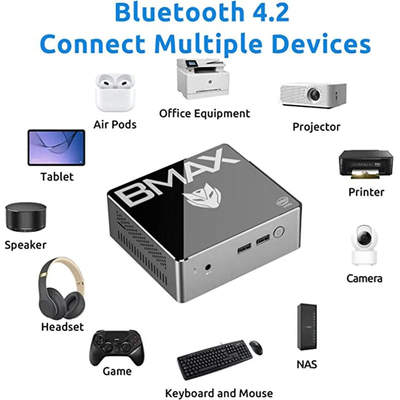 BMAX Mini PC B2S Windows 11 OS 6GB RAM 128GB ROM N4020 Micro Desktop Computador Dual-Band WiFi Mini PC USB 3.0 Bluetooth 4.2