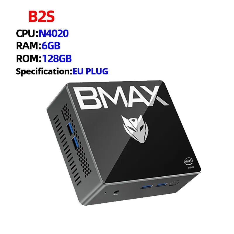 BMAX Mini PC B2S Windows 11 OS 6GB RAM 128GB ROM N4020 Micro Desktop Computador Dual-Band WiFi Mini PC USB 3.0 Bluetooth 4.2