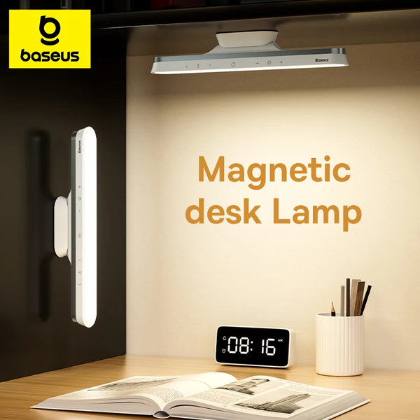 Baseus-Lâmpada de mesa LED magnética, candeeiro de mesa, escurecimento contínuo carregável, luz do armário, luz noturna para armário, lâmpada de guarda-roupa
