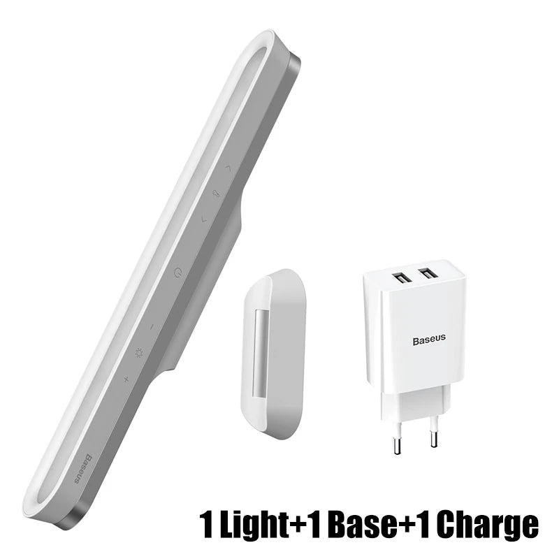 Baseus-Lâmpada de mesa LED magnética, candeeiro de mesa, escurecimento contínuo carregável, luz do armário, luz noturna para armário, lâmpada de guarda-roupa