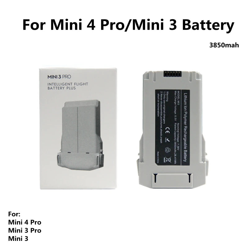 Bateria para Mini 4 Pro Series Drone, 3850mAh Tempo de Voo, 47 Minutos, Compatível com Mini 3, 3 Pro Series, Plus