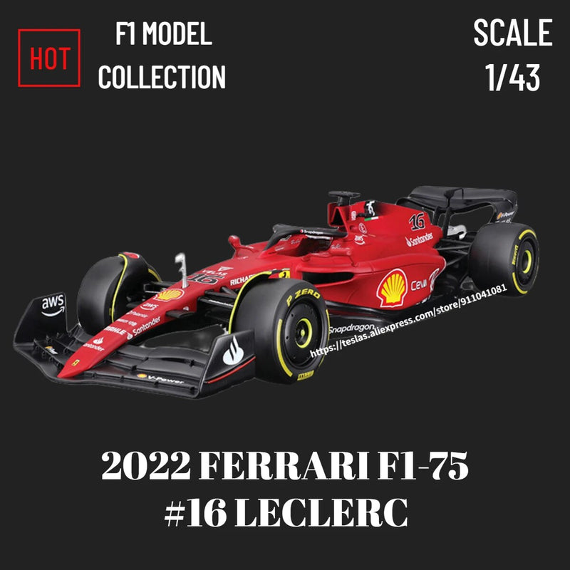Bburago escala 1:43 f1 2022 modelo de carro ferrari F1-75 leclerc sainz redbull corrida mercedes miniatura crianças presente natal brinquedos para o menino
