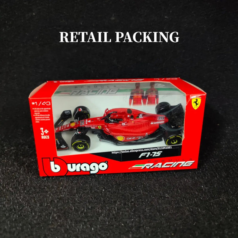 Bburago escala 1:43 f1 2022 modelo de carro ferrari F1-75 leclerc sainz redbull corrida mercedes miniatura crianças presente natal brinquedos para o menino