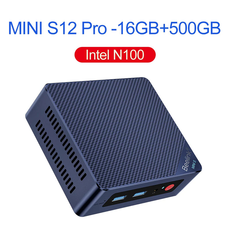 Beelink Desktop Gaming Computer, Mini S, Intel, 11th Gen, N5095, N100, S12 Pro, DDR4, 8GB, 128GB, SSD, N95 VS, GK3V, J4125