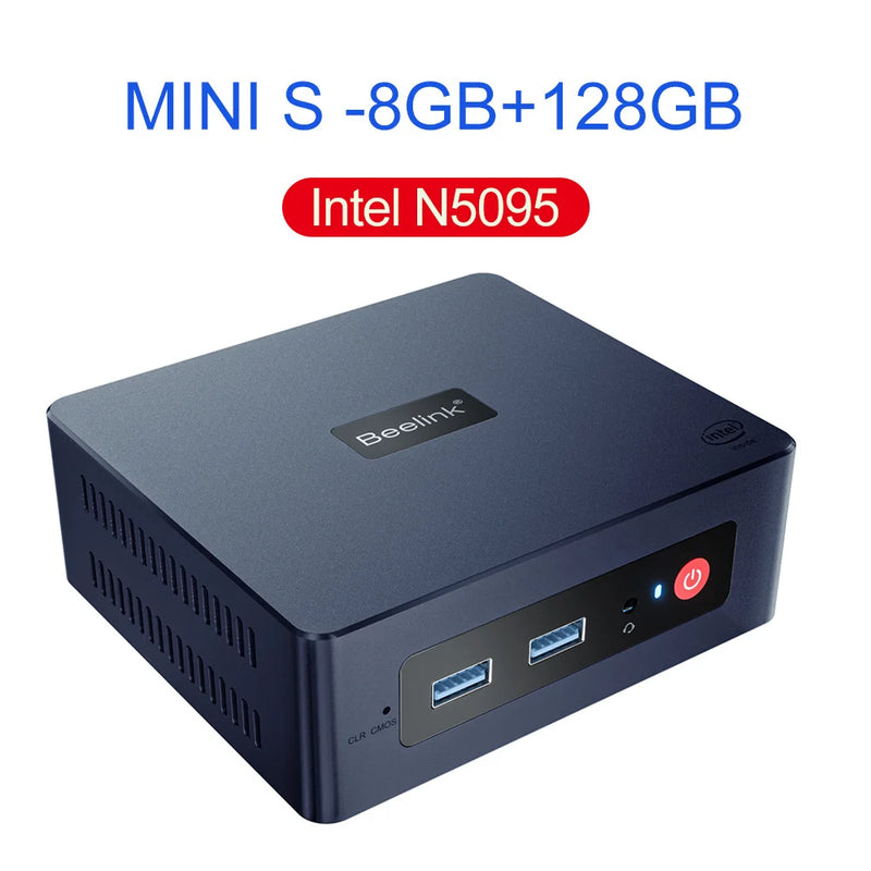 Beelink Desktop Gaming Computer, Mini S, Intel, 11th Gen, N5095, N100, S12 Pro, DDR4, 8GB, 128GB, SSD, N95 VS, GK3V, J4125