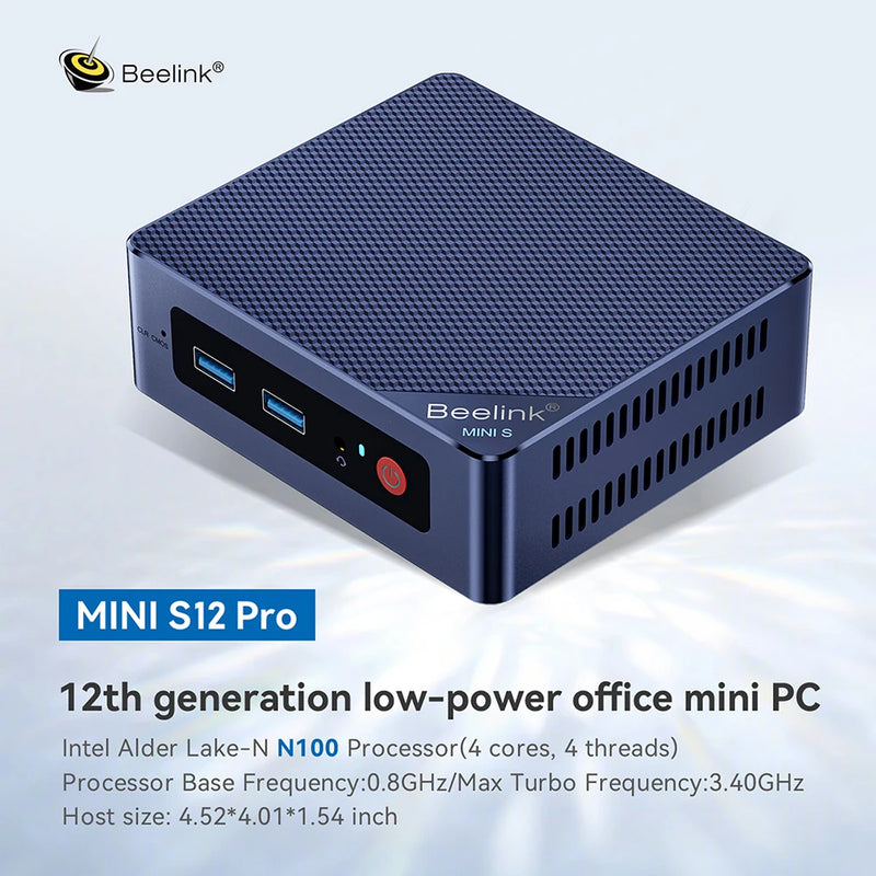 Beelink Desktop Gaming Computer, Mini S, Intel, 11th Gen, N5095, N100, S12 Pro, DDR4, 8GB, 128GB, SSD, N95 VS, GK3V, J4125