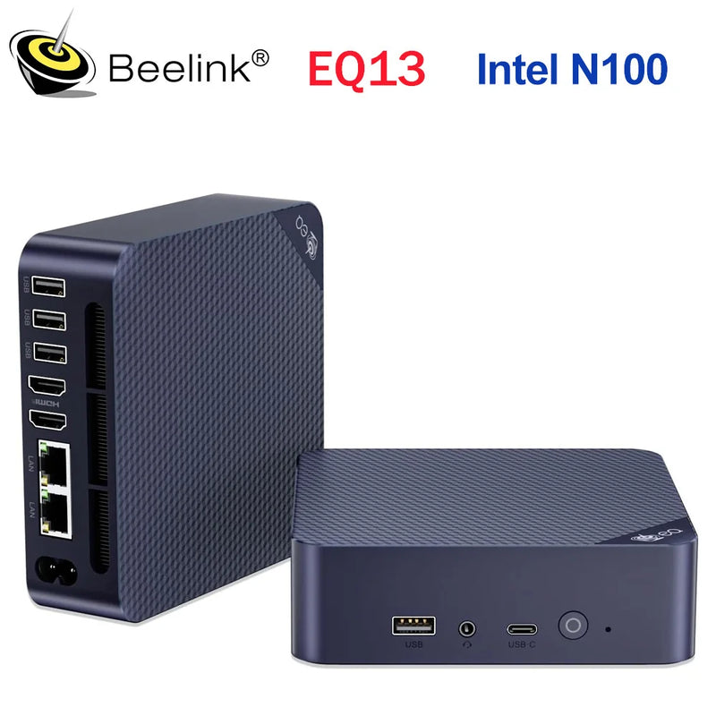 Beelink-EQ13 Mini PC Intel N200, área de trabalho, computador de escritório silencioso, 16G, DDR4, 500G, SSD, N100, 4K, HDMI duplo, WIFI6, BT5.2, VS EQ12, 2024