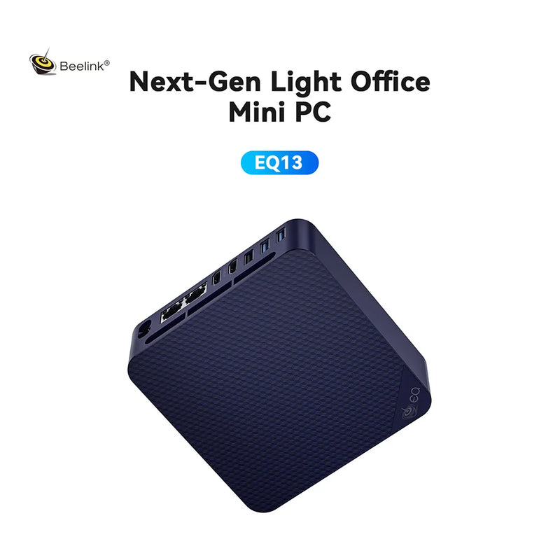 Beelink-EQ13 Mini PC Intel N200, área de trabalho, computador de escritório silencioso, 16G, DDR4, 500G, SSD, N100, 4K, HDMI duplo, WIFI6, BT5.2, VS EQ12, 2024
