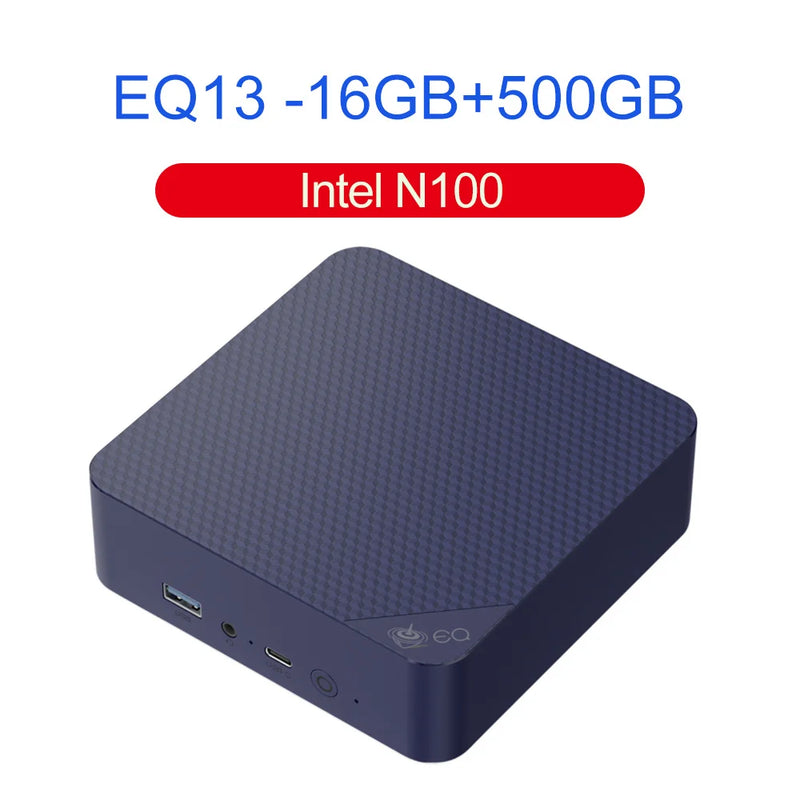 Beelink-EQ13 Mini PC Intel N200, área de trabalho, computador de escritório silencioso, 16G, DDR4, 500G, SSD, N100, 4K, HDMI duplo, WIFI6, BT5.2, VS EQ12, 2024