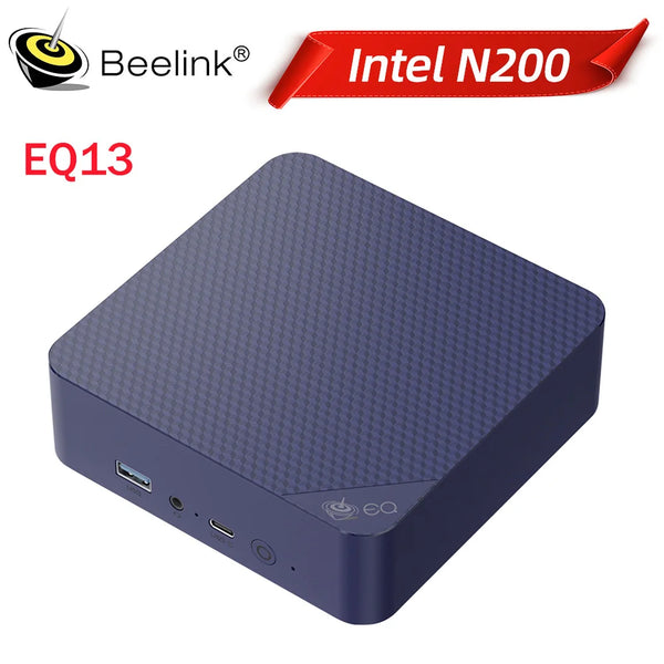 Beelink-EQ13 Mini PC Intel N200, área de trabalho, computador de escritório silencioso, 16G, DDR4, 500G, SSD, N100, 4K, HDMI duplo, WIFI6, BT5.2, VS EQ12, 2024