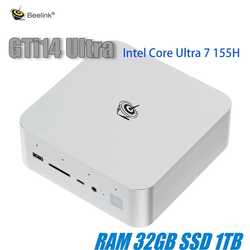 Beelink-GTi14 Ultra AI Mini Gaming Computer, Desktop Laptop, Intel Core, Ultraleve 7, 155H, Ultra9, 185H, 32GB DDR5, 1TB SSD, Wifi7, BT5.4