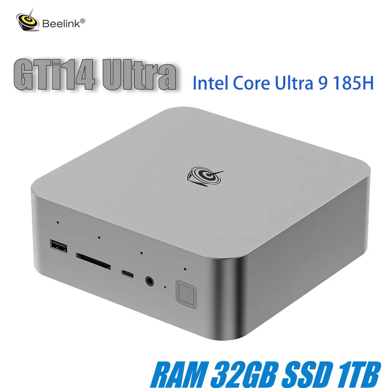 Beelink-GTi14 Ultra AI Mini Gaming Computer, Desktop Laptop, Intel Core, Ultraleve 7, 155H, Ultra9, 185H, 32GB DDR5, 1TB SSD, Wifi7, BT5.4
