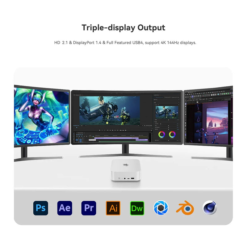 Beelink-Poderoso Mini Computador de Jogos, SER8 AI PC, AMD Ryzen 7, 8845HS, 32G, DDR5, 1T, SSD NVME, Suporta WiFi 6, 2.5Gbps LAN