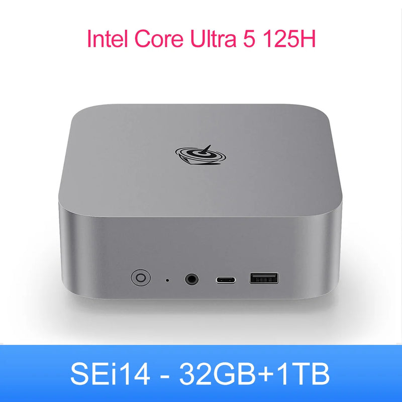 Beelink-SEi14 AI PCIntel Core Ultra 5 Gaming PC, 125H, 32GB de RAM DDR5, 1TB, SSD M.2 NVMe, Tipo C, 2.5Gbps, BT5.2, VS SER8, Mini PC novo