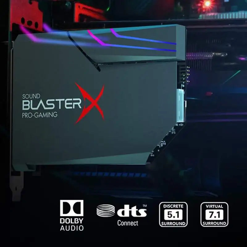 BlasterX-AE-5 Plus Placa de som PCI-e Gaming, DAC com Dolby Digital, SABRE32, Ultra classe 32 bits, 384kHz, Criativo