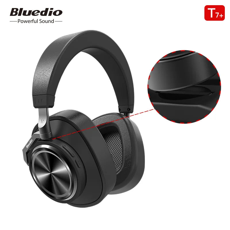 Bluedio-T7 fone de ouvido sem fio com alto-falante, Bluetooth 5.0, HIFI som auscultadores, 57 milímetros alto-falante para o telefone, ANC