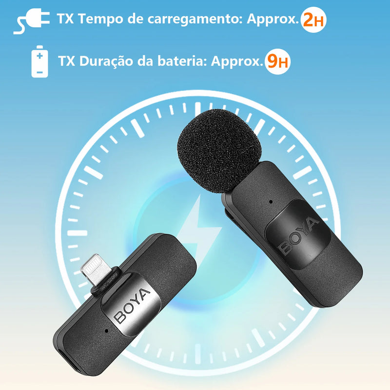 Boya BY-V microfone sem fio profissional lavalier mini lapela microfone condensador redução de ruído mic para iphone ipad android transmissão ao vivo gravação de jogos entrevista vlog gravação de piano Smartphone