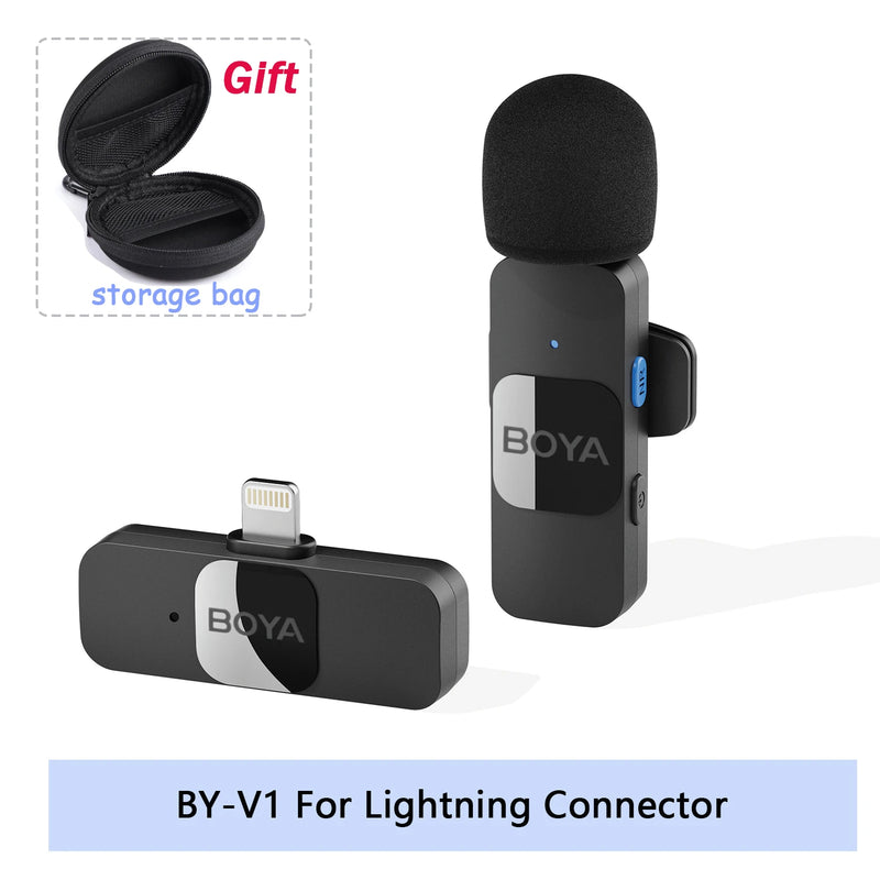 Boya BY-V microfone sem fio profissional lavalier mini lapela microfone condensador redução de ruído mic para iphone ipad android transmissão ao vivo gravação de jogos entrevista vlog gravação de piano Smartphone