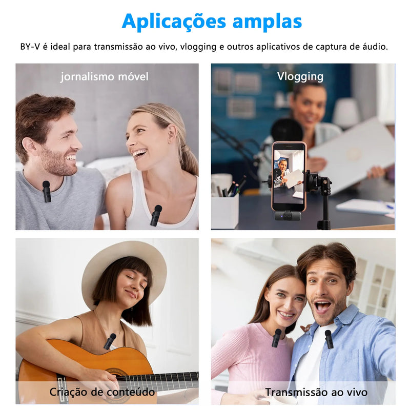 Boya BY-V microfone sem fio profissional lavalier mini lapela microfone condensador redução de ruído mic para iphone ipad android transmissão ao vivo gravação de jogos entrevista vlog gravação de piano Smartphone