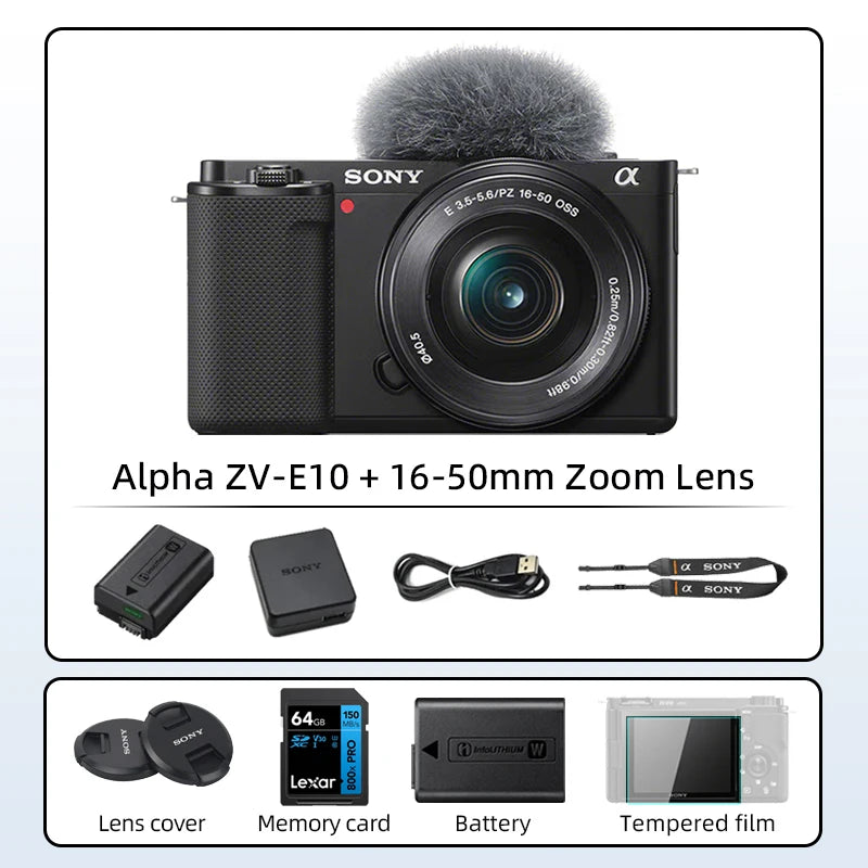 Câmera Digital Vlog Compacta, Câmera Sony Alpha Sem Espelho de Montagem E, Professional E10, Em estoque, 16-50mm Lens