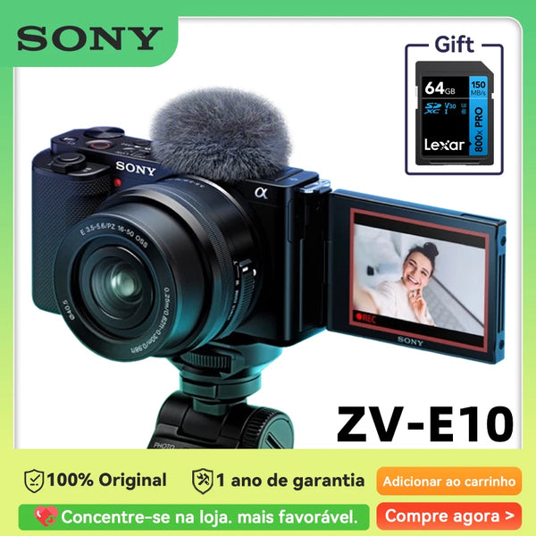 Câmera Digital Vlog Compacta, Câmera Sony Alpha Sem Espelho de Montagem E, Professional E10, Em estoque, 16-50mm Lens