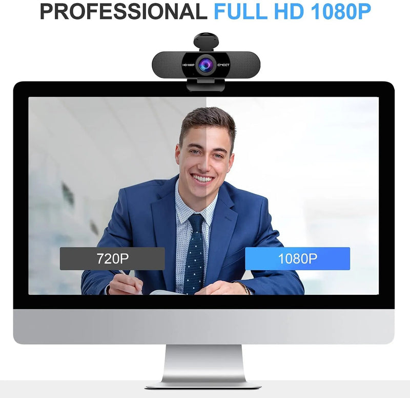Câmera da Web USB de transmissão HD 1080P para computador com microfones integrados, EMEET Mini Webcam para vídeo em reuniões no PC, desktop e laptop
