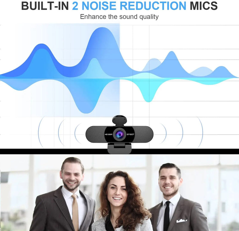 Câmera da Web USB de transmissão HD 1080P para computador com microfones integrados, EMEET Mini Webcam para vídeo em reuniões no PC, desktop e laptop
