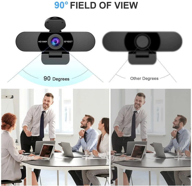 Câmera da Web USB de transmissão HD 1080P para computador com microfones integrados, EMEET Mini Webcam para vídeo em reuniões no PC, desktop e laptop