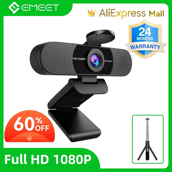 Câmera da Web USB de transmissão HD 1080P para computador com microfones integrados, EMEET Mini Webcam para vídeo em reuniões no PC, desktop e laptop