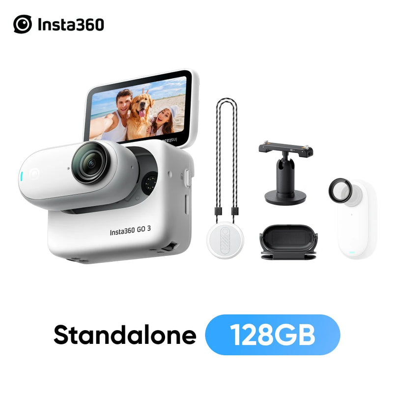 Câmera de ação à prova d'água com Action Pod, Insta360 Go 3, até 2.7K Vídeo, Fotos, 32GB, 64GB, 128GB