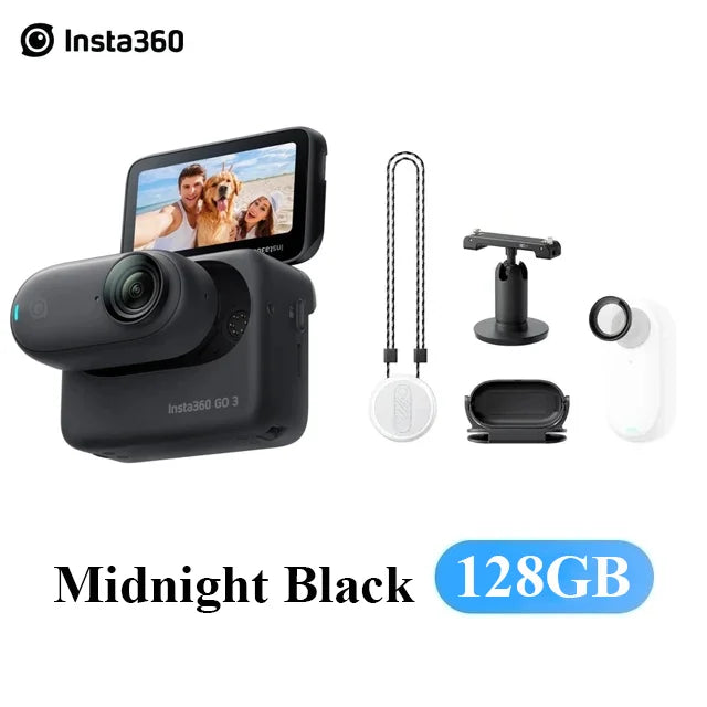 Câmera de ação à prova d'água com Action Pod, Insta360 Go 3, até 2.7K Vídeo, Fotos, 32GB, 64GB, 128GB