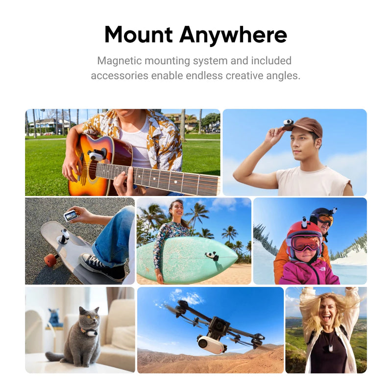 Câmera de ação à prova d'água com Action Pod, Insta360 Go 3, até 2.7K Vídeo, Fotos, 32GB, 64GB, 128GB