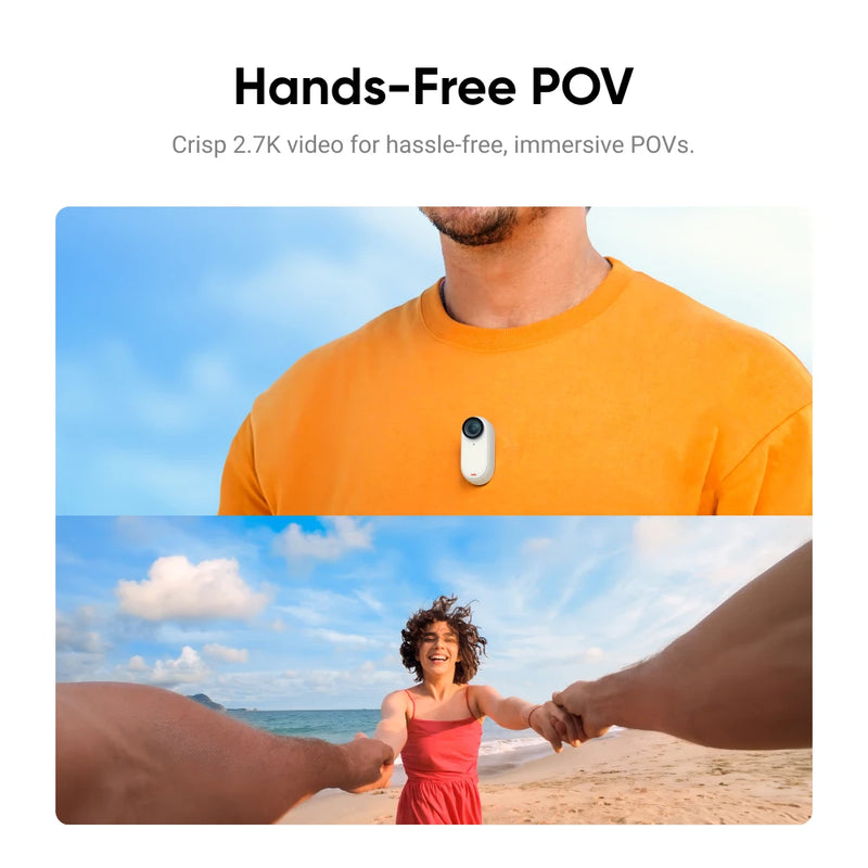 Câmera de ação à prova d'água com Action Pod, Insta360 Go 3, até 2.7K Vídeo, Fotos, 32GB, 64GB, 128GB