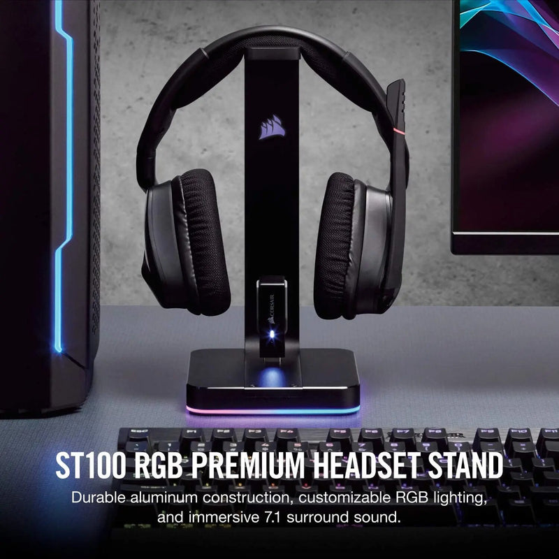 CORSAIR-HS80 RGB Wireless Premium Gaming Headset, áudio espacial, funciona com Mac, PC, PS5, PS4, carbono, branco