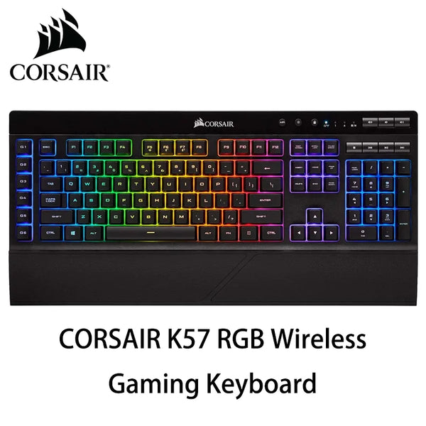 CORSAIR-Teclado para jogos sem fio com dongle USB, conexão Bluetooth, tempo de resposta 1ms, slipstream, RGB, K57