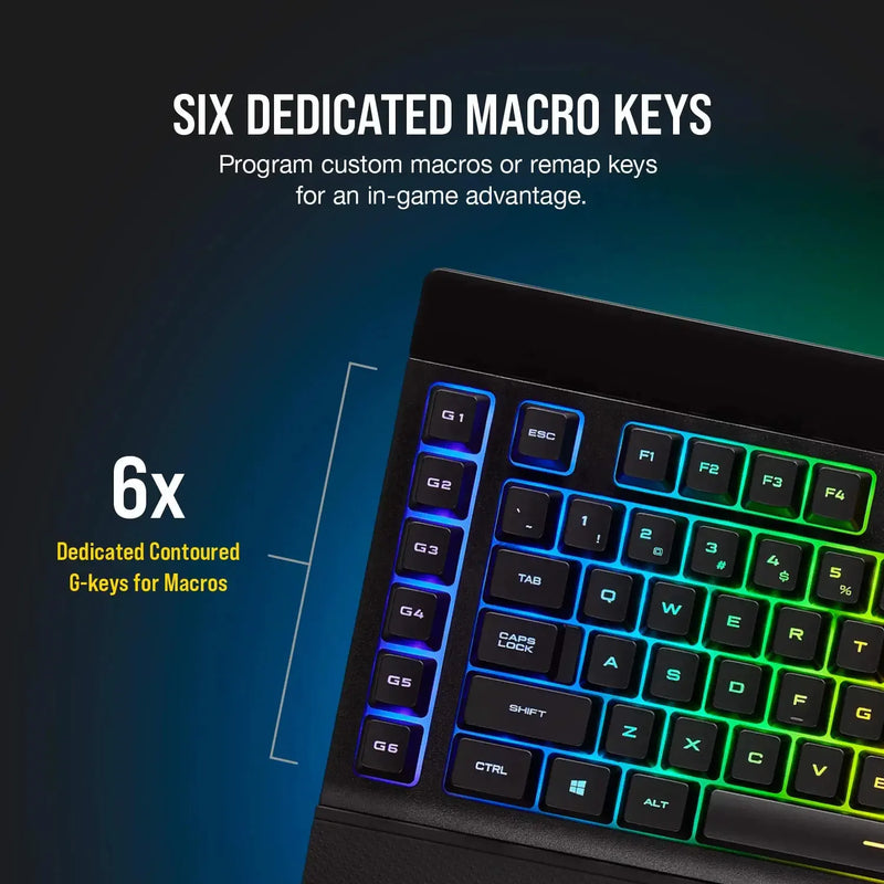 CORSAIR-Teclado para jogos sem fio com dongle USB, conexão Bluetooth, tempo de resposta 1ms, slipstream, RGB, K57