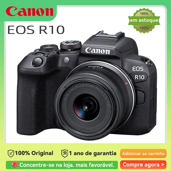 Canon-EOS R10 Câmera Digital Mirrorless Profissional, APS-C Navio Principal, Alta Velocidade, Disparo Contínuo, Vídeo 4K, Original