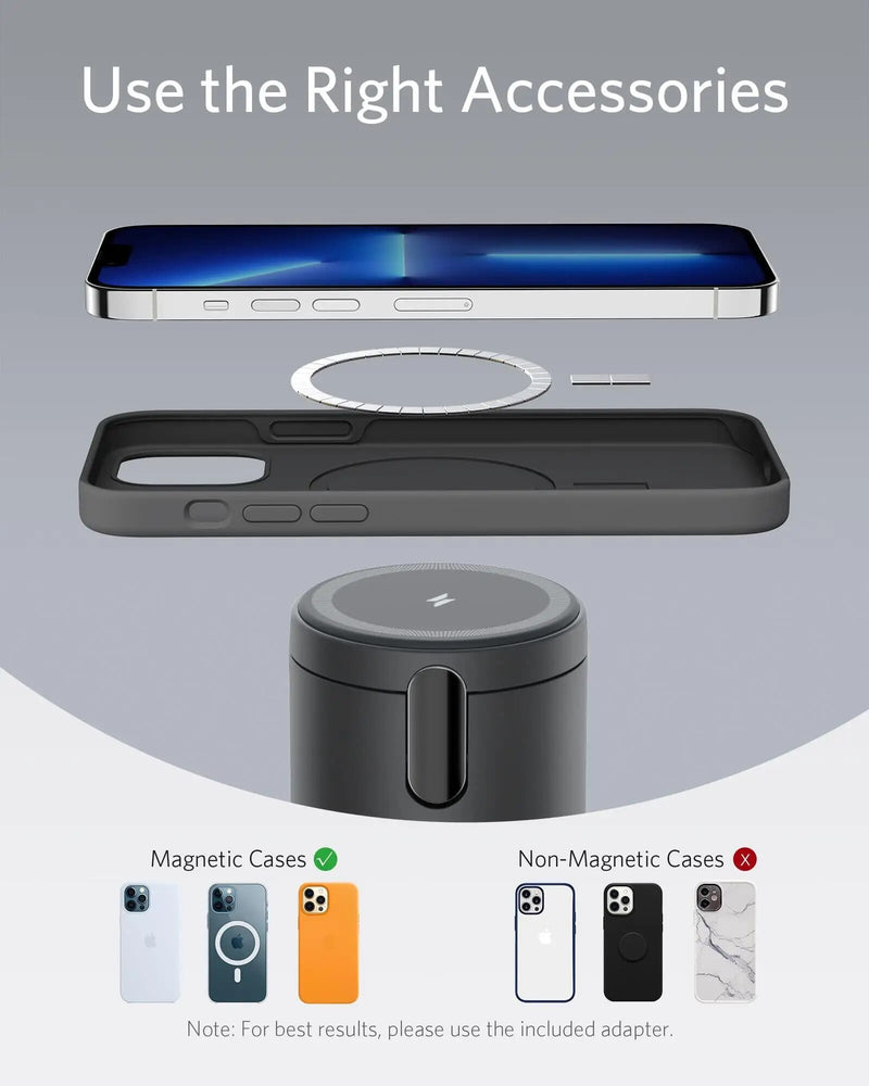 Carregador sem fio magnético 623 MagGo 2 em 1 estação de carregamento sem fio com carregador de USB-C de 20W para iPhone