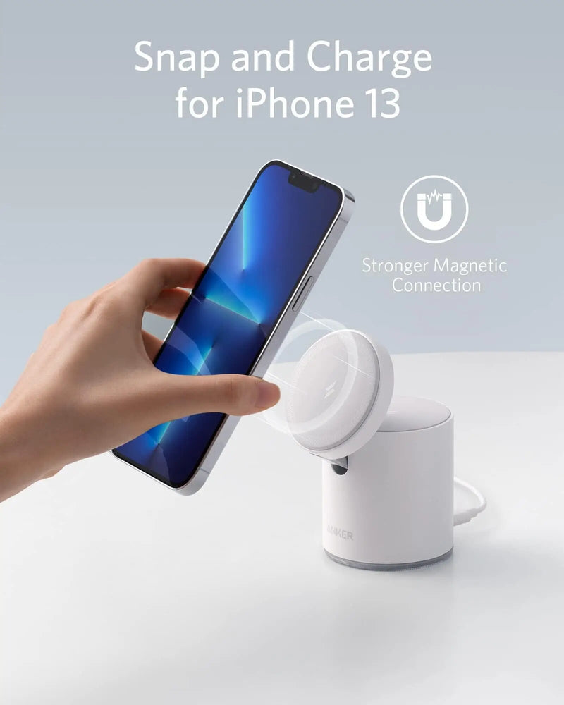 Carregador sem fio magnético 623 MagGo 2 em 1 estação de carregamento sem fio com carregador de USB-C de 20W para iPhone