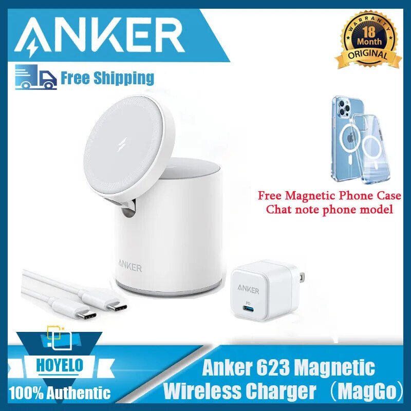 Carregador sem fio magnético 623 MagGo 2 em 1 estação de carregamento sem fio com carregador de USB-C de 20W para iPhone