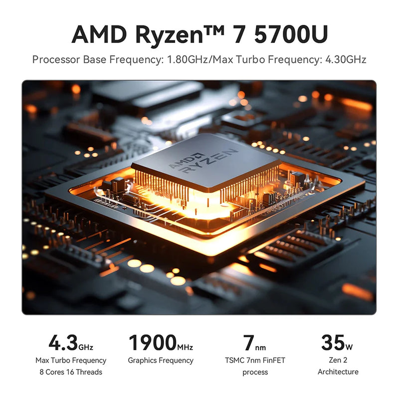 Computador de Jogos Mini Desktop, AMD, DDR4, 16GB RAM, SSD 500GB, WiFi, 6 LAN, 1000M, Ryzen 5, SER5, 5560U, SER5 Pro, 5700H, 5800H VS