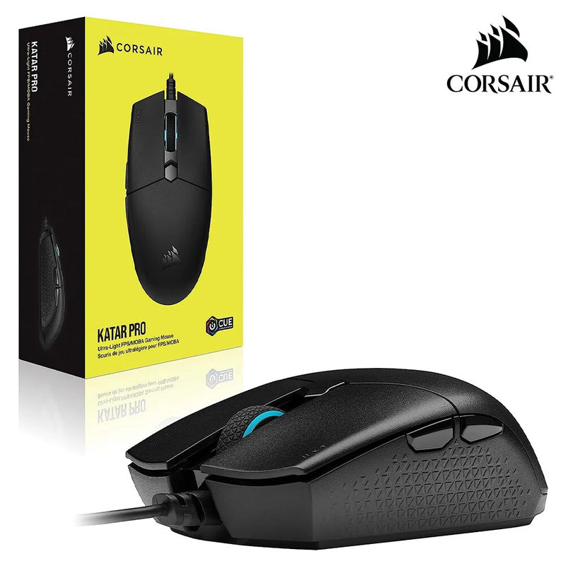 Corsair-KATAR PRO Gaming Mouse, Ultra Leve, FPS, MOBA, Formato Simétrico, Sensor Óptico de 12.400 DPI, 6 Botões Programáveis