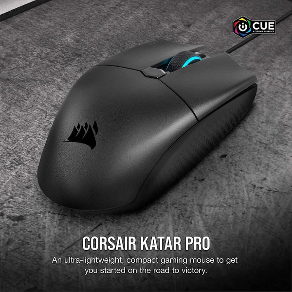 Corsair-KATAR PRO Gaming Mouse, Ultra Leve, FPS, MOBA, Formato Simétrico, Sensor Óptico de 12.400 DPI, 6 Botões Programáveis