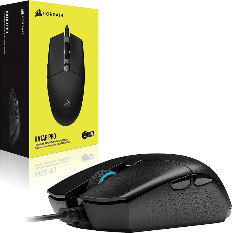 Corsair-KATAR PRO Gaming Mouse, Ultra Leve, FPS, MOBA, Formato Simétrico, Sensor Óptico de 12.400 DPI, 6 Botões Programáveis
