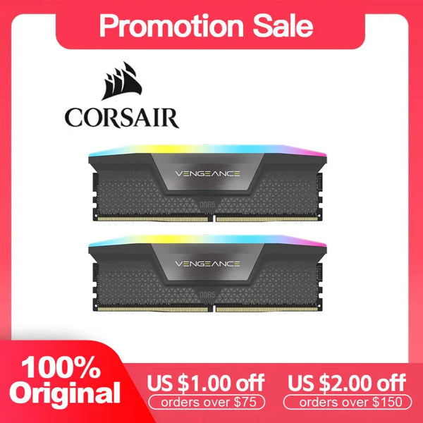 Corsair-Vengeance Memória de desktop otimizada RGB, DDR5 32GB 2x16GB, 5200MHz, 5600MHz, 6000MHz, 6200MHz, AMD otimizada